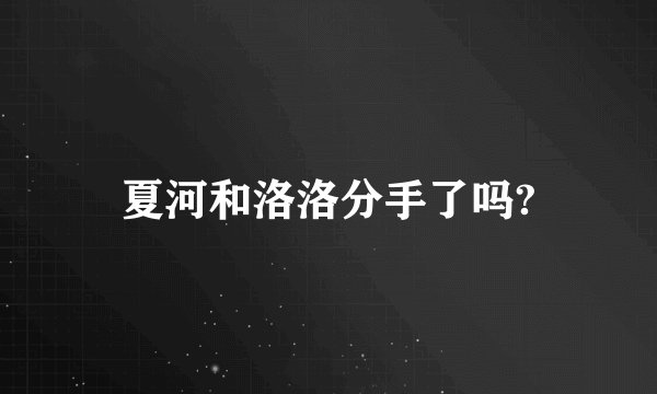 夏河和洛洛分手了吗?