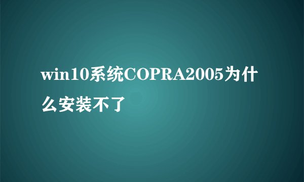 win10系统COPRA2005为什么安装不了
