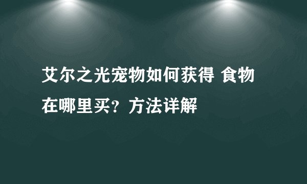 艾尔之光宠物如何获得 食物在哪里买？方法详解