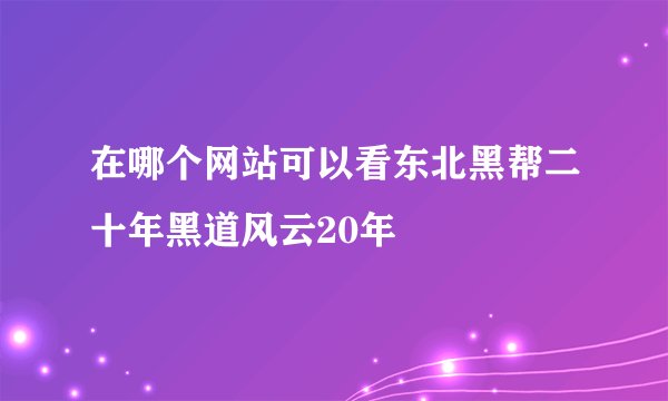 在哪个网站可以看东北黑帮二十年黑道风云20年