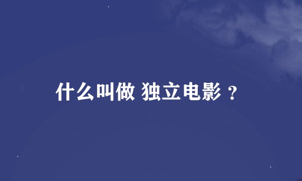什么叫做 独立电影 ？