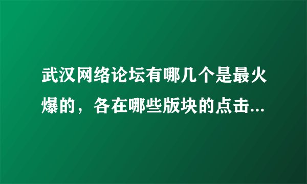 武汉网络论坛有哪几个是最火爆的，各在哪些版块的点击率最高？是否有相关一些数据？