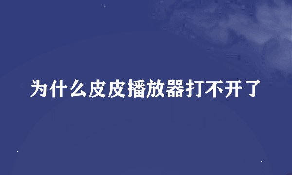 为什么皮皮播放器打不开了