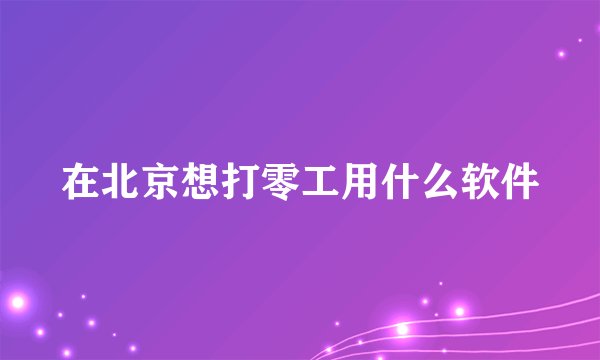在北京想打零工用什么软件