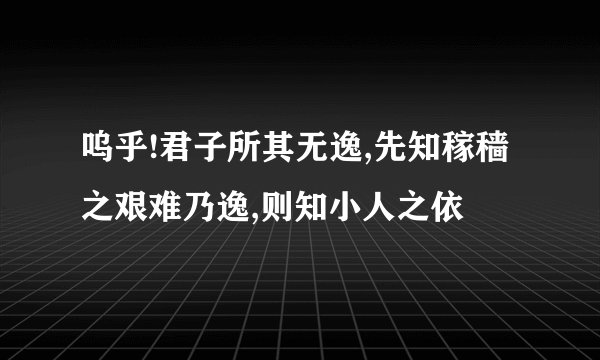 呜乎!君子所其无逸,先知稼穑之艰难乃逸,则知小人之依