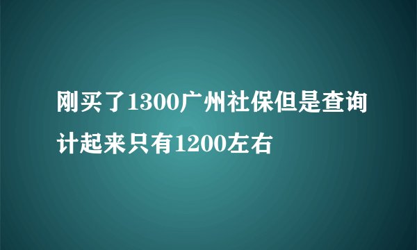 刚买了1300广州社保但是查询计起来只有1200左右