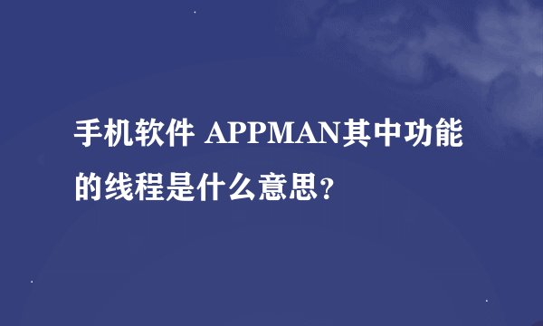 手机软件 APPMAN其中功能的线程是什么意思？