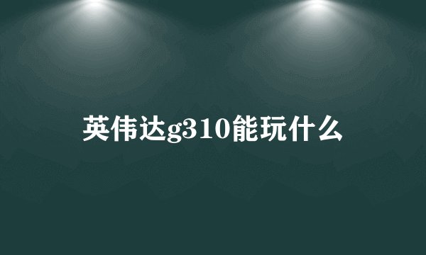 英伟达g310能玩什么