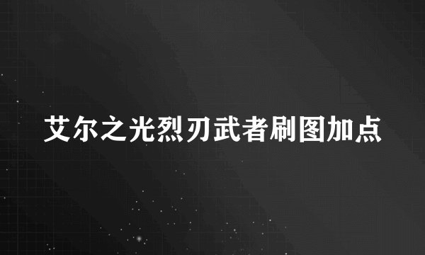 艾尔之光烈刃武者刷图加点
