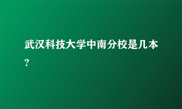 武汉科技大学中南分校是几本?
