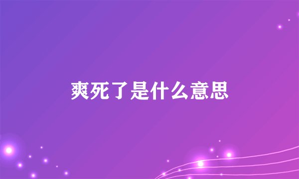 爽死了是什么意思