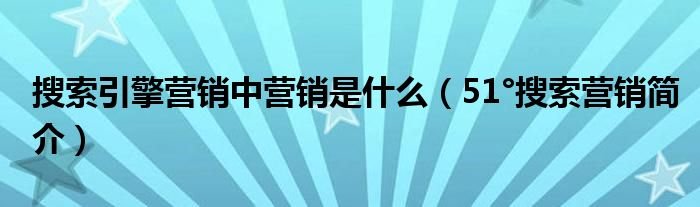搜索引擎营销中营销是什么51搜索营销简介