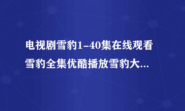 电视剧雪豹1-40集在线观看雪豹全集优酷播放雪豹大结局下载