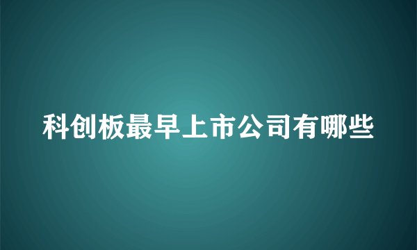 科创板最早上市公司有哪些