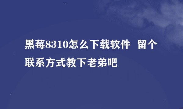 黑莓8310怎么下载软件  留个联系方式教下老弟吧