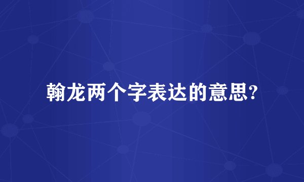 翰龙两个字表达的意思?