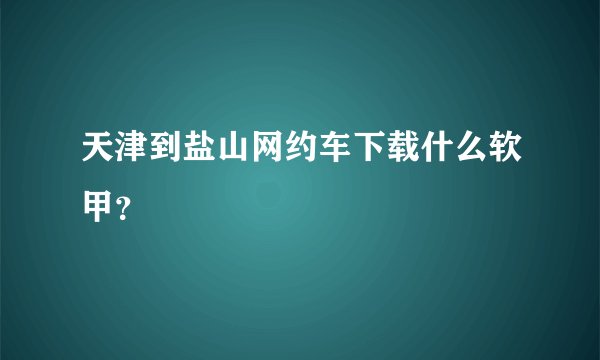 天津到盐山网约车下载什么软甲？