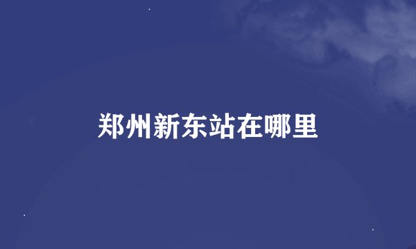 郑州新东站在哪里