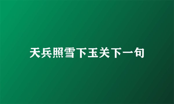 天兵照雪下玉关下一句