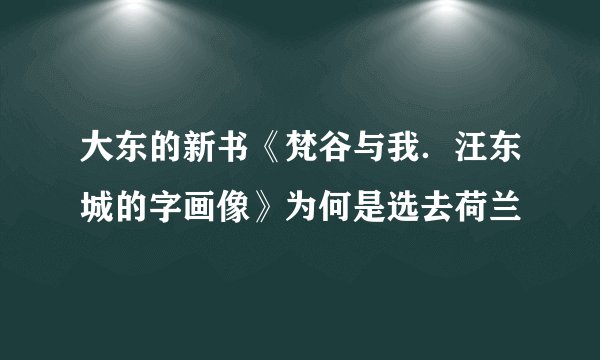 大东的新书《梵谷与我．汪东城的字画像》为何是选去荷兰