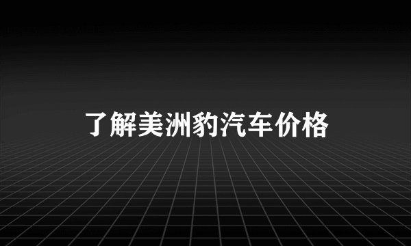 了解美洲豹汽车价格