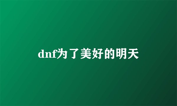 dnf为了美好的明天