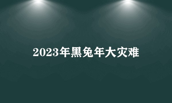 2023年黑兔年大灾难