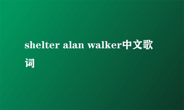 shelter alan walker中文歌词
