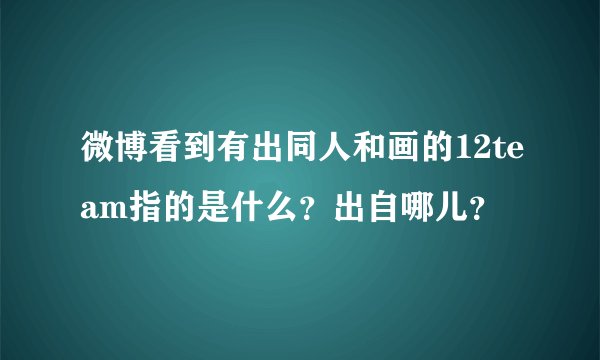 微博看到有出同人和画的12team指的是什么？出自哪儿？