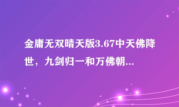 金庸无双晴天版3.67中天佛降世，九剑归一和万佛朝宗怎么学？？？详细必采纳或好评！！！谢谢