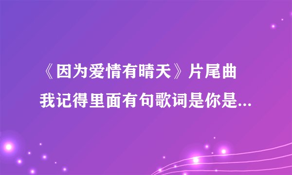 《因为爱情有晴天》片尾曲 我记得里面有句歌词是你是我的谁 这首歌歌名
