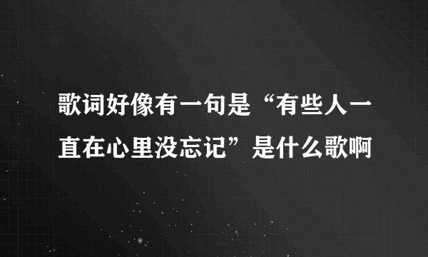 歌词好像有一句是“有些人一直在心里没忘记”是什么歌啊
