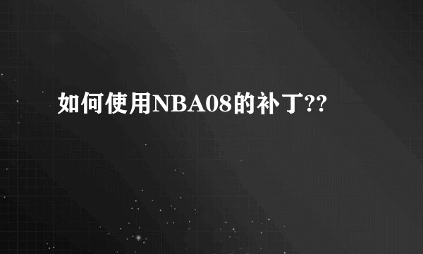 如何使用NBA08的补丁??