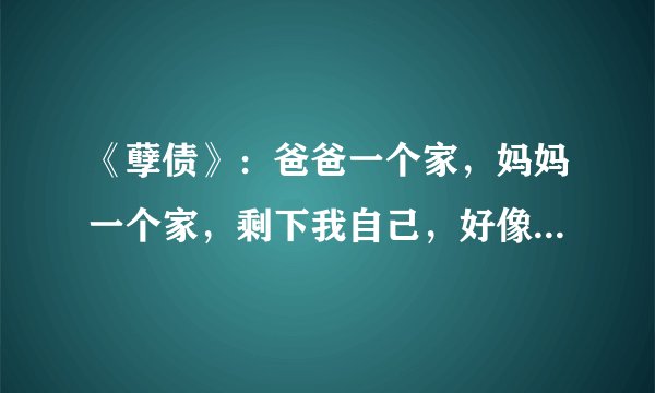 《孽债》：爸爸一个家，妈妈一个家，剩下我自己，好像是多余的