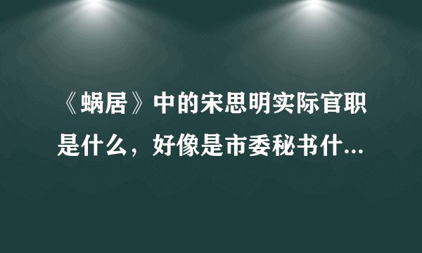 《蜗居》中的宋思明实际官职是什么，好像是市委秘书什么的，权力有多大？