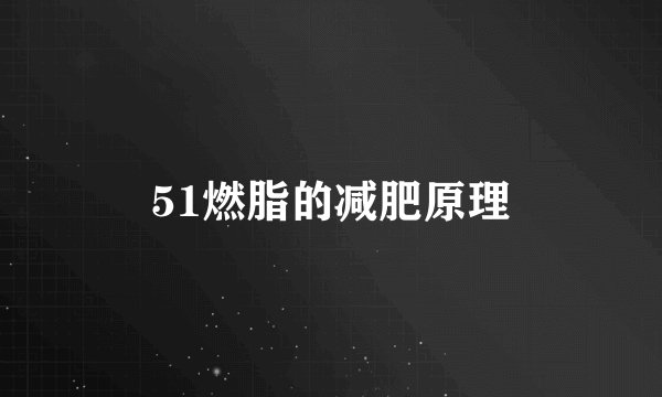 51燃脂的减肥原理