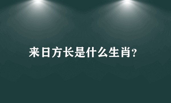 来日方长是什么生肖?