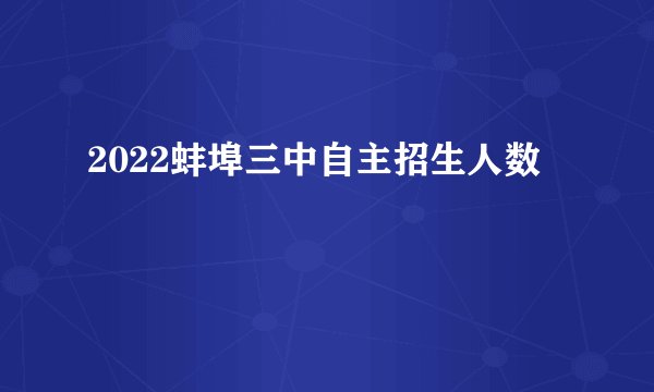 2022蚌埠三中自主招生人数