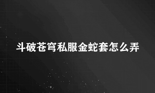 斗破苍穹私服金蛇套怎么弄