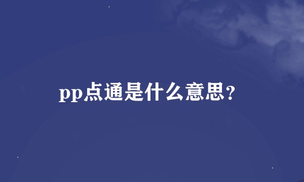 pp点通是什么意思？