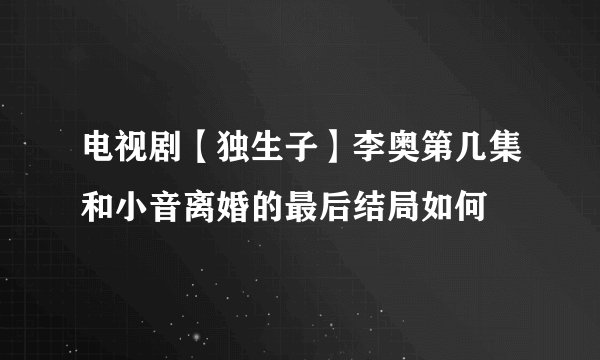 电视剧【独生子】李奥第几集和小音离婚的最后结局如何