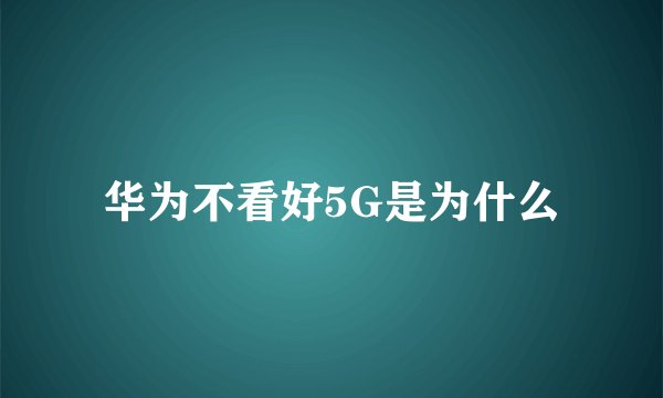 华为不看好5G是为什么