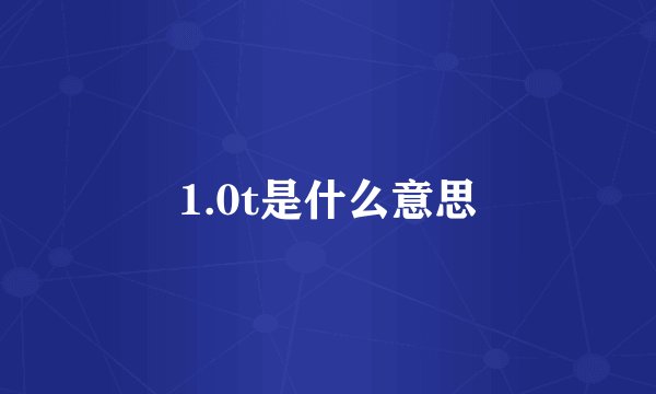1.0t是什么意思