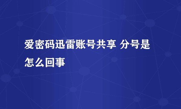 爱密码迅雷账号共享 分号是怎么回事