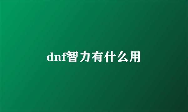 dnf智力有什么用