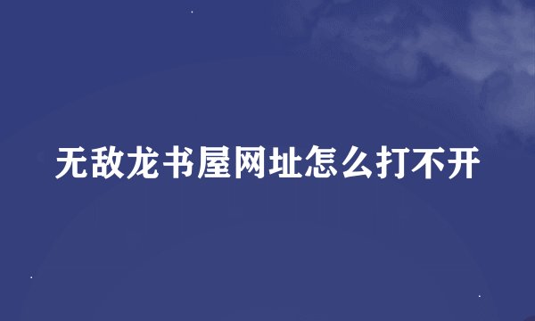 无敌龙书屋网址怎么打不开