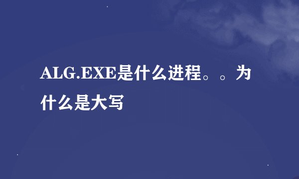 ALG.EXE是什么进程。。为什么是大写
