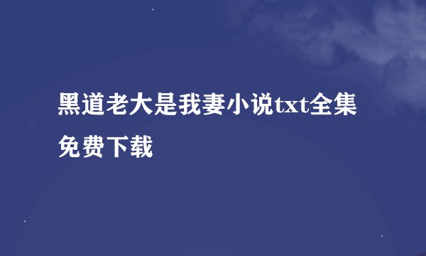 黑道老大是我妻小说txt全集免费下载