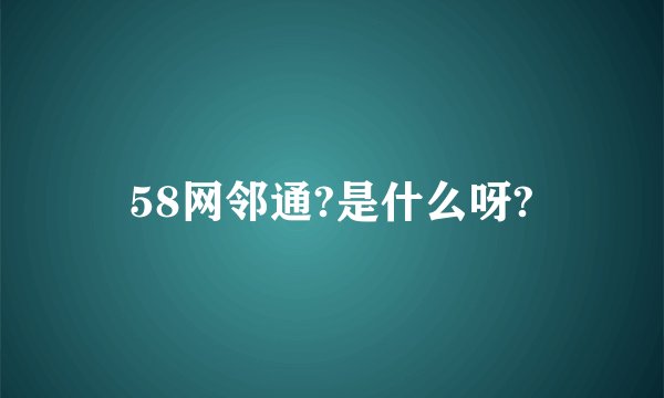 58网邻通?是什么呀?