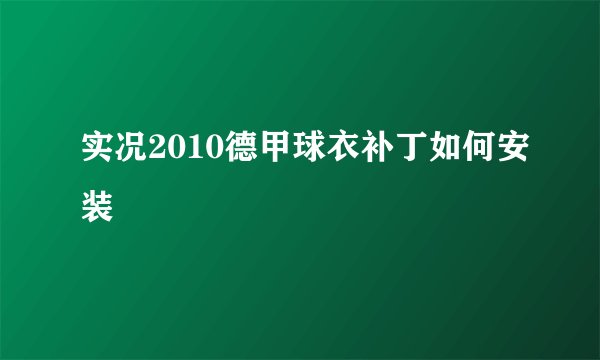 实况2010德甲球衣补丁如何安装
